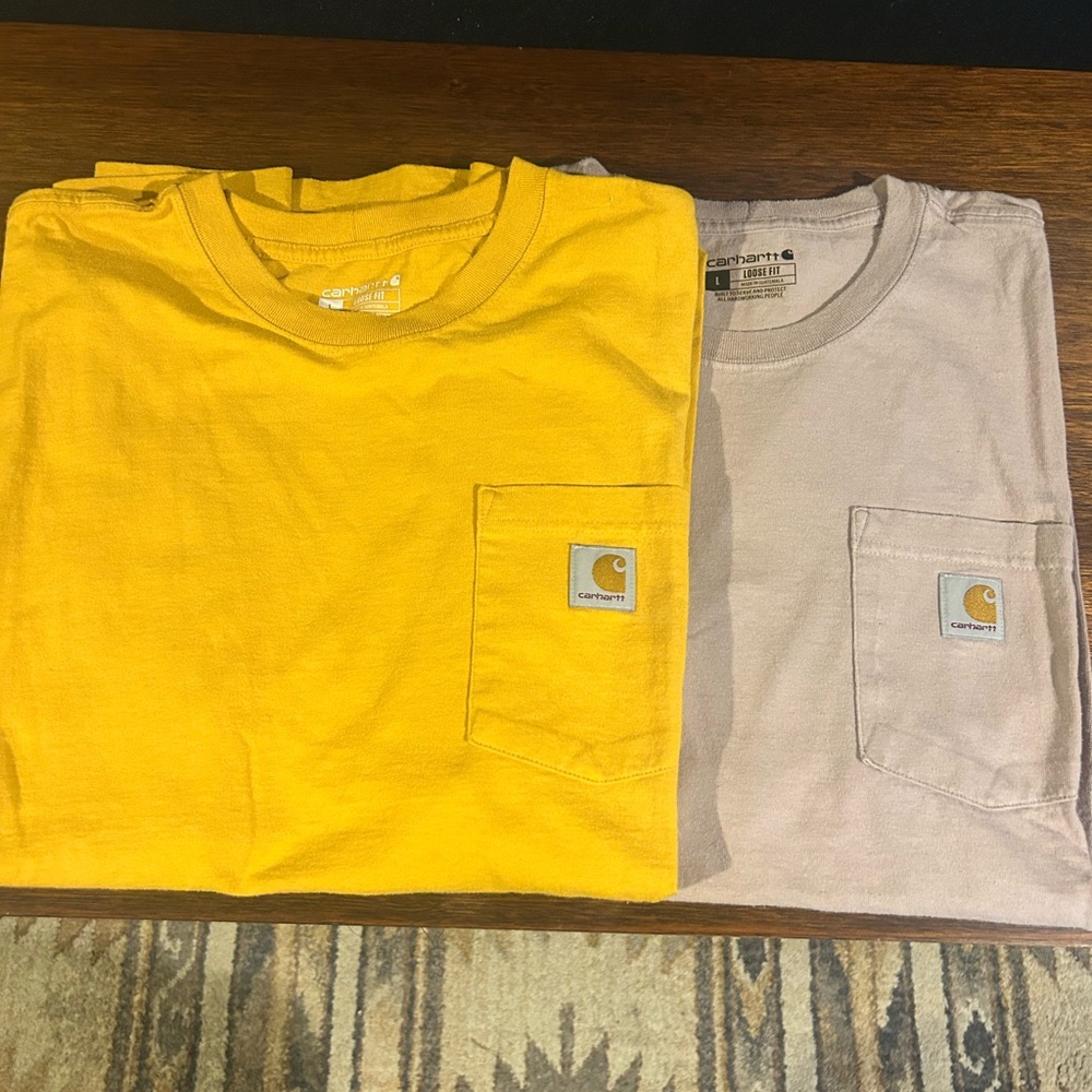 Carhartt Mustard and Taupe Pocket Tees